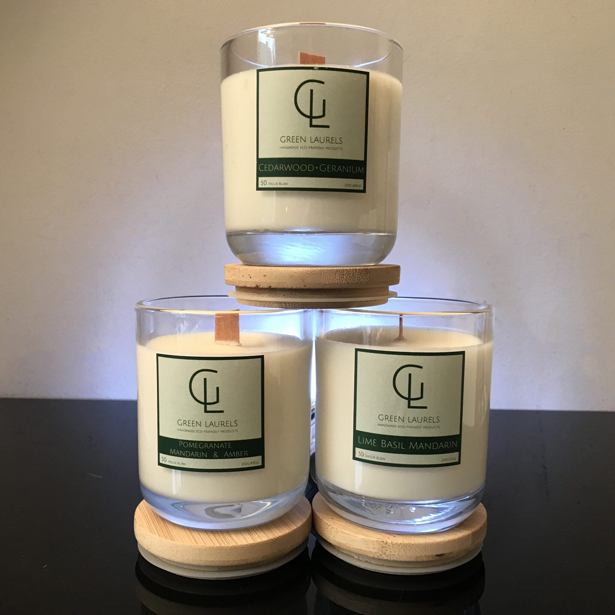 Luxury Premium Soy Candle in a gift box Green Laurels